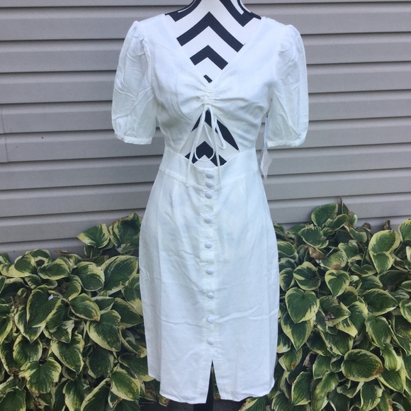 NWT 6 Shore Road Pooja White Palmetto Linen Dress - Picture 5 of 8
